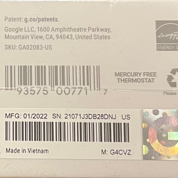 New sealed Google Nest Thermostat, G4CVZ Fog - Picture 2 of 5